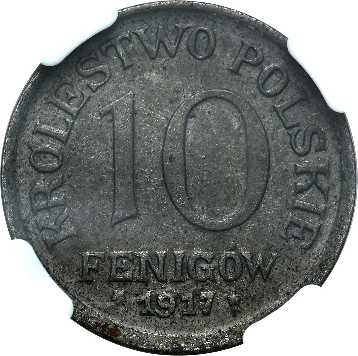 Królestwo Polskie. 10 fenigów 1917 FF, NGC MS62 - PIĘKNE